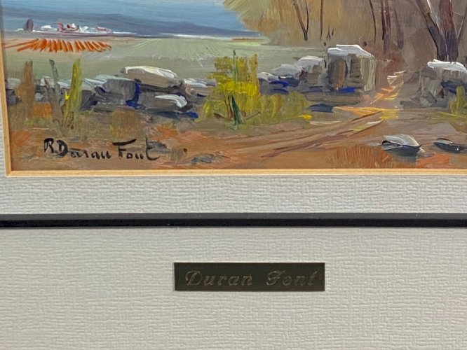 Paire de tableaux aux paysages huile au couteau Ecole espagnole Ramon Duran Font