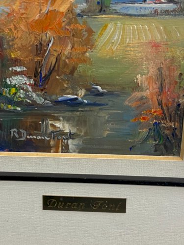 Paire de tableaux aux paysages huile au couteau Ecole espagnole Ramon Duran Font