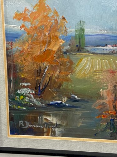 Paire de tableaux aux paysages huile au couteau Ecole espagnole Ramon Duran Font