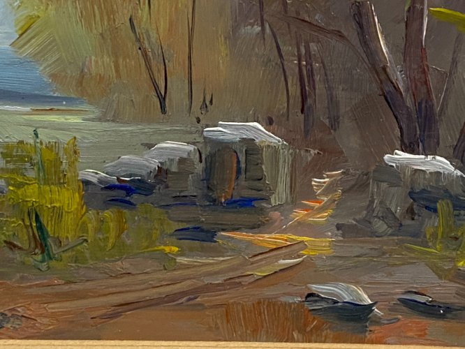 Paire de tableaux aux paysages huile au couteau Ecole espagnole Ramon Duran Font