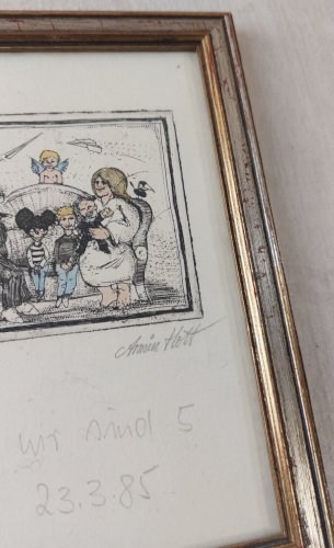 Paire de tableaux, gravures, Wir sind Lucas, 23.03.85, Armin Hott