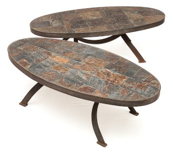 Brutalist coffee table pair