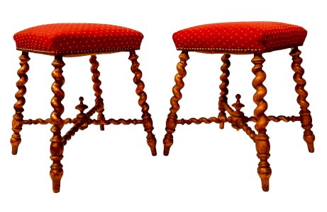 Pair of Louis XIII style turned wooden stools, 19th century.