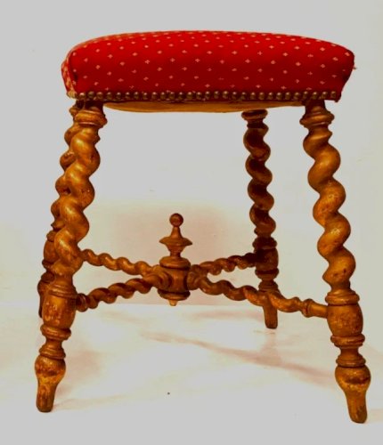 Paire de tabourets de style Louis XIII en bois tourné XIX siècle