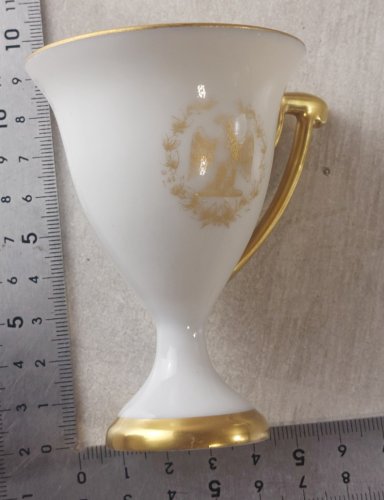 Paire de tasses + sous tasses, en porcelaine, empire Napoléon, Limoges