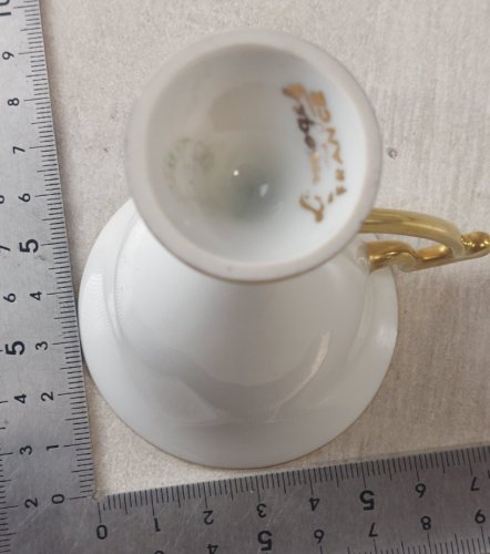 Paire de tasses + sous tasses, en porcelaine, empire Napoléon, Limoges