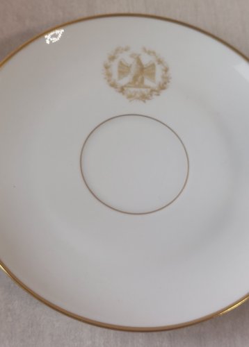 Paire de tasses + sous tasses, en porcelaine, empire Napoléon, Limoges