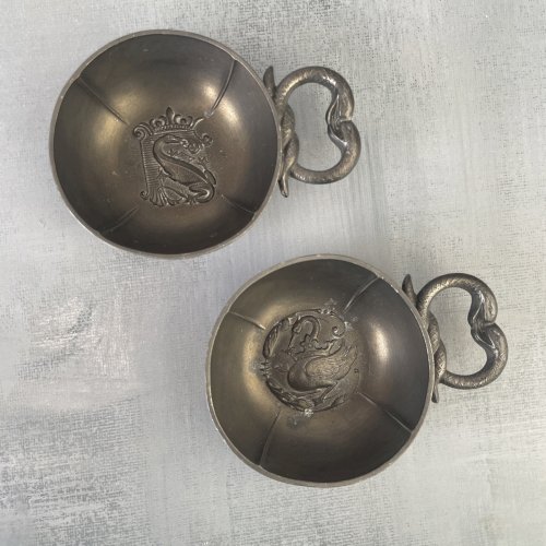 Paire de taste vin en étain d'art titre légal made in France