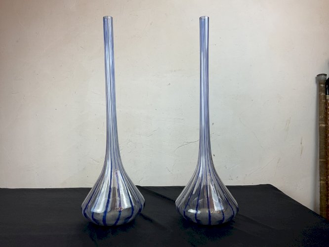 PAIRE DE VASE LE VERRE FRANÇAIS  "Berluze" – Schneider aux Berlingot + 50cm