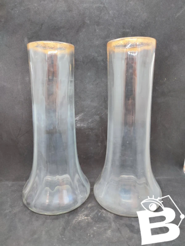 paire de vase Legras? en verre transparent avec dorure au col en bon etat
