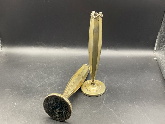 Paire de Vase Soliflore cornet Métal argenté art déco , Art Table