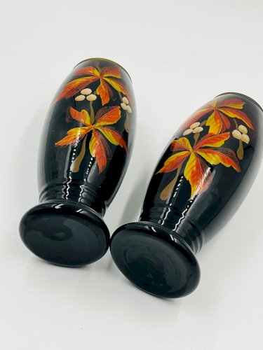 Paire de vases Art Déco en verre de Boom