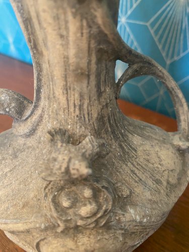 Paire de vases art nouveau, régule, patine à finir, décors de putti. vers 1900.