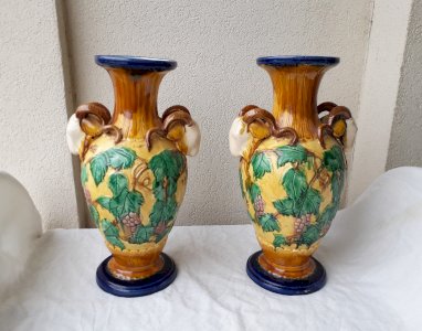 Pair of slipware vases