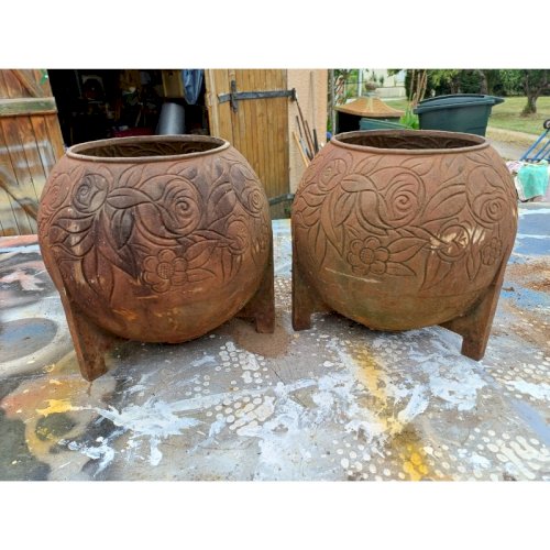Paire de Vases en Fonte Art Déco de Charleville - Mézières