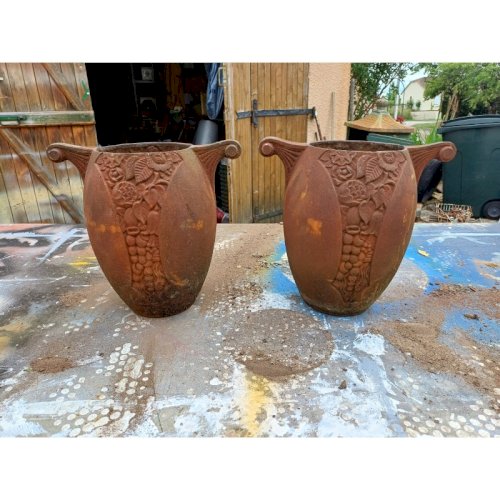 Paire de Vases en Fonte Art Déco de Charleville - Mézières