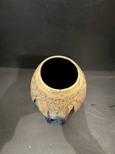 paire de Vases en Grès flammé Denbac céramique vintage  Art déco