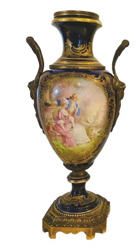 Paire de vases en porcelaine polychrome XIX siècle