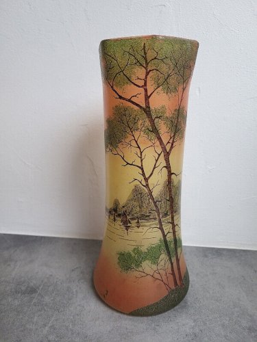 PAIRE DE VASES EN VERRE PEINT TYPE LEGRAS