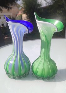 Paire de vases Murano Jack in the Pulpit en verre soufflé ca.1970