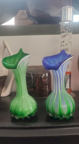 Paire de vases Murano Jack in the Pulpit en verre soufflé ca.1970