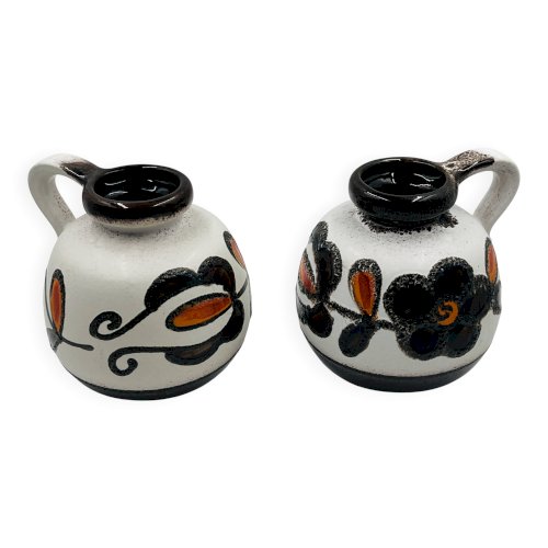 Paire de vases Scheurich 484 27 décor floral West Germany