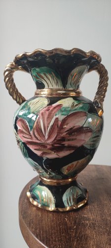 Paire de vases Vallauris céramique florale années 50–60