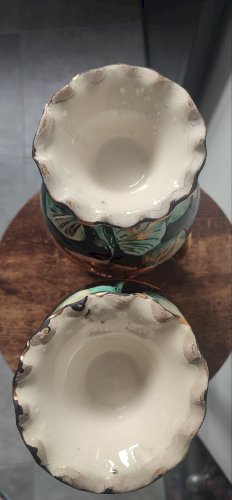 Paire de vases Vallauris céramique florale années 50–60