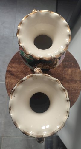 Paire de vases Vallauris céramique florale années 50–60