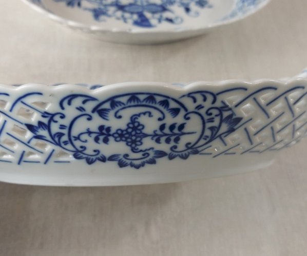 Paire de vide poche, décor Blue Onion / en porcelaine de Tchécoslovaquie / Czech