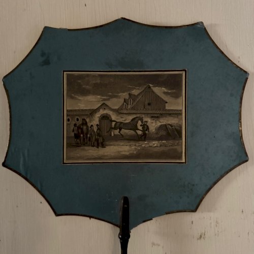 Paire d'écrans à main en papier double face avec gravure Napoléon III M3593