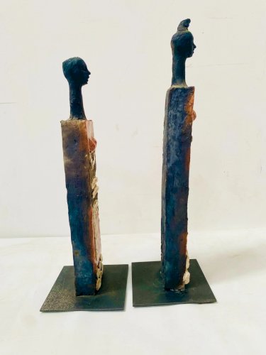 Paire d'objets sculptés en céramique émaillée XX siècle