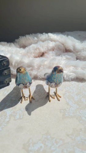 Paire doiseaux cloisonnés vintage -oiseaux émaillés