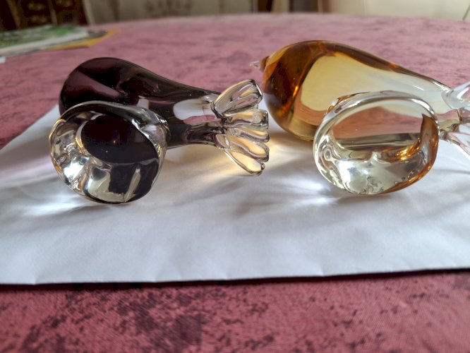 Paire d'oiseaux en verre de Murano taille assez grande