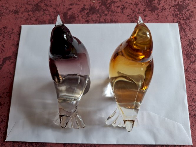 Paire d'oiseaux en verre de Murano taille assez grande