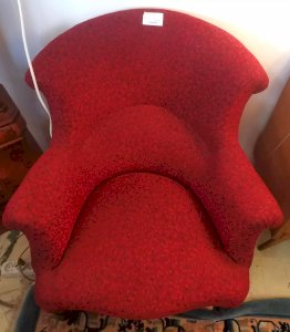 Paire FAUTEUILS CRAPAUD Rouge Tissu Meuble Ameublement Mobilier 19MAG 19/12