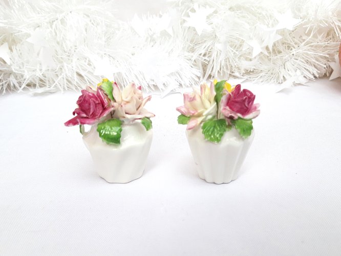 Paire miniatures porcelaine anglaise style capodimonte