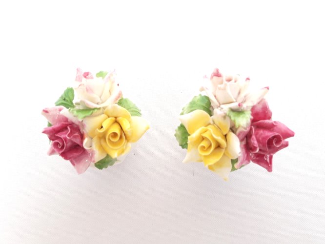 Paire miniatures porcelaine anglaise style capodimonte