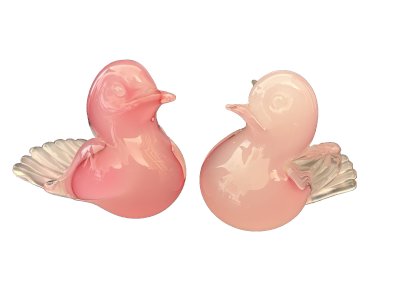 paire oiseaux en verre rose  transparent dlg de Seguso  murano vintage verrerie