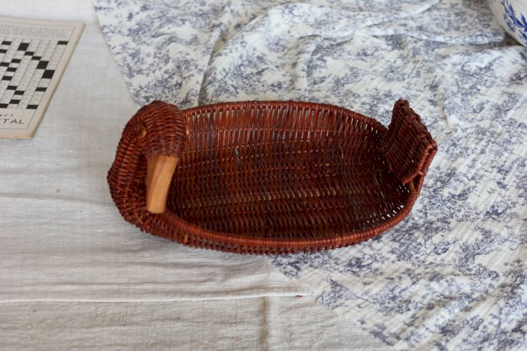 Panier canard vintage osier foncé