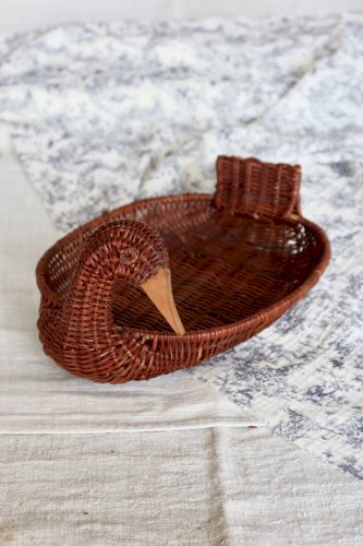 Panier canard vintage osier foncé