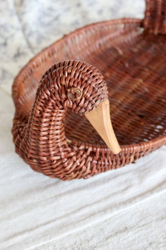 Panier canard vintage osier foncé