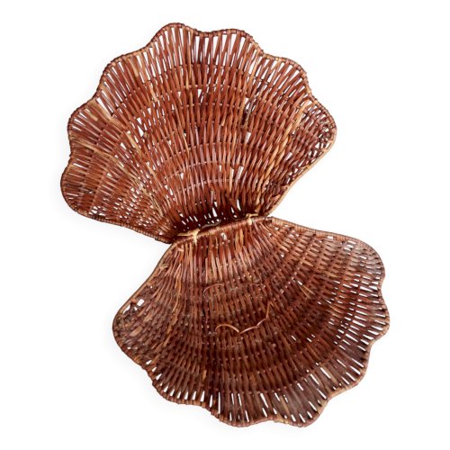 Panier coquillage vintage en osier
