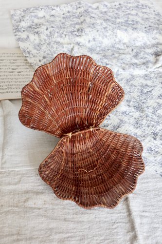 Panier coquillage vintage en osier