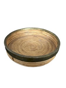 panier coupe rotin cerclage laiton  dlg Gabriella Crespi vintage artisanat