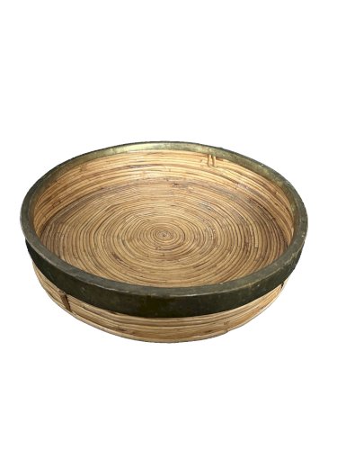 panier coupe rotin cerclage laiton  dlg Gabriella Crespi vintage artisanat