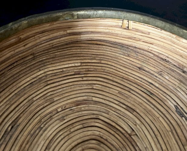 panier coupe rotin cerclage laiton  dlg Gabriella Crespi vintage artisanat