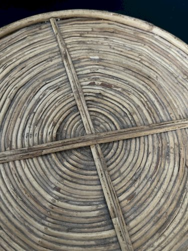 panier coupe rotin cerclage laiton  dlg Gabriella Crespi vintage artisanat