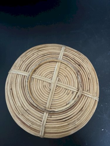 panier coupe rotin cerclage laiton  dlg Gabriella Crespi vintage artisanat