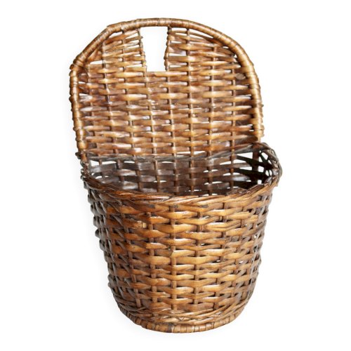 Panier mural vintage en rotin foncé - Décoration murale